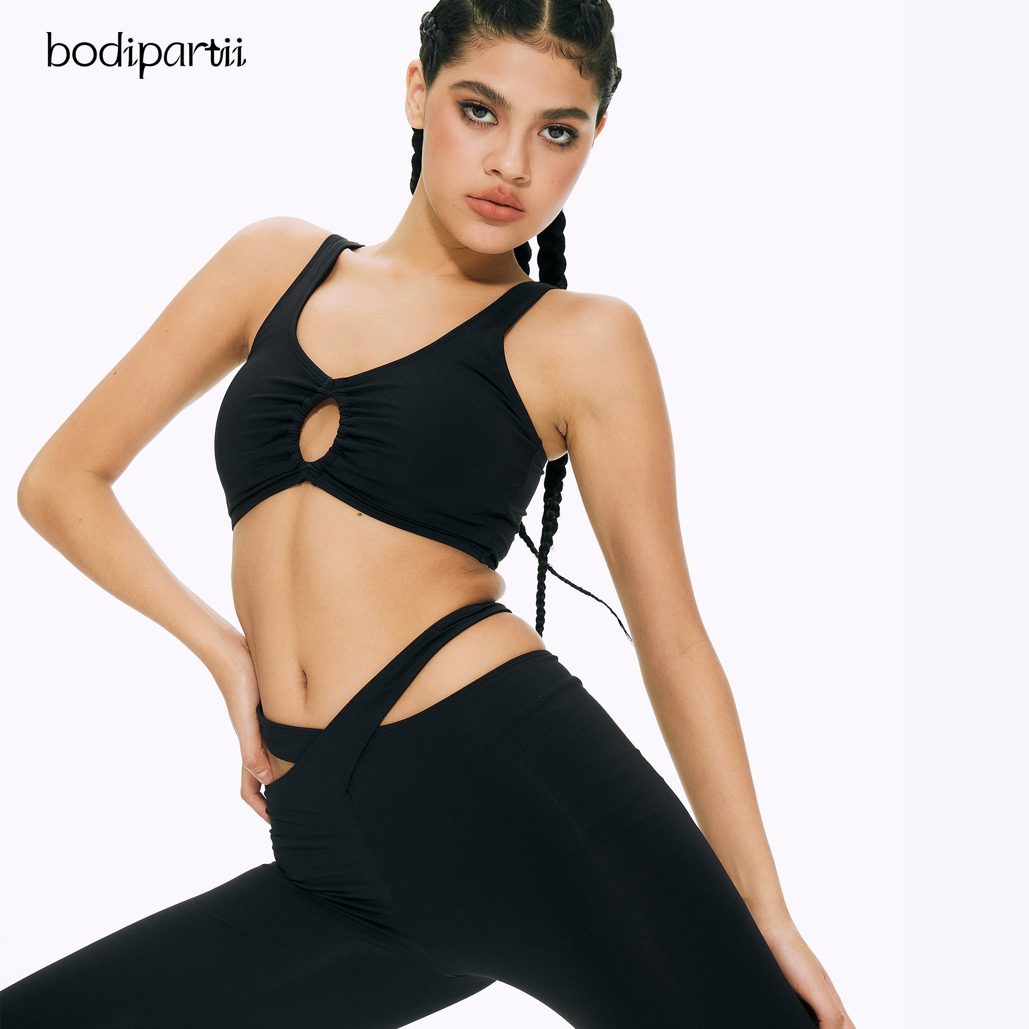 High Waisted Workout Leggings with Crossover Design