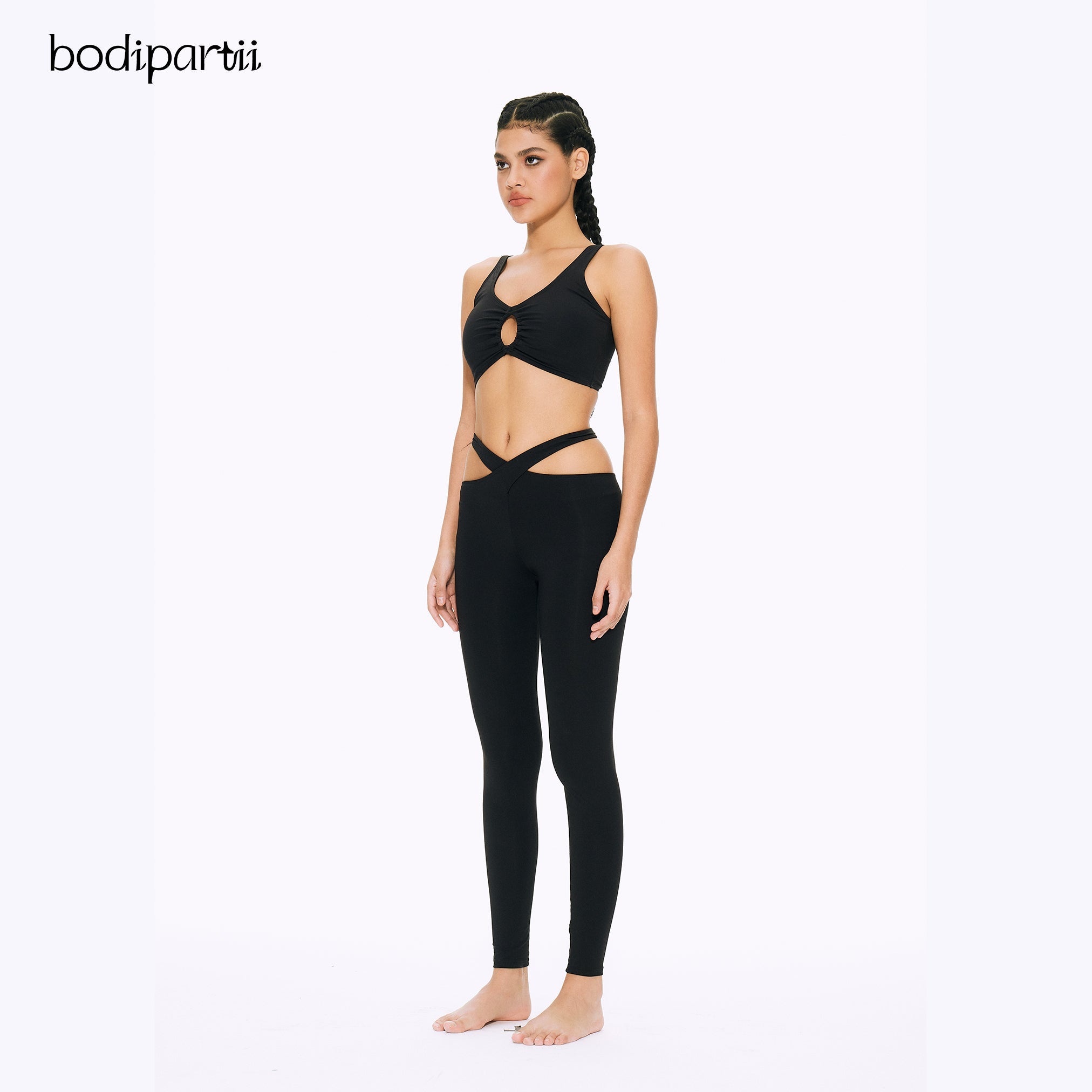 High Waisted Workout Leggings with Crossover Design