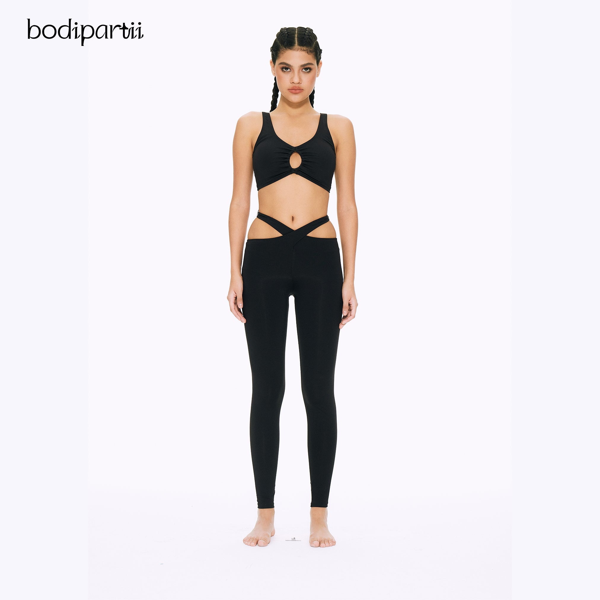 High Waisted Workout Leggings with Crossover Design
