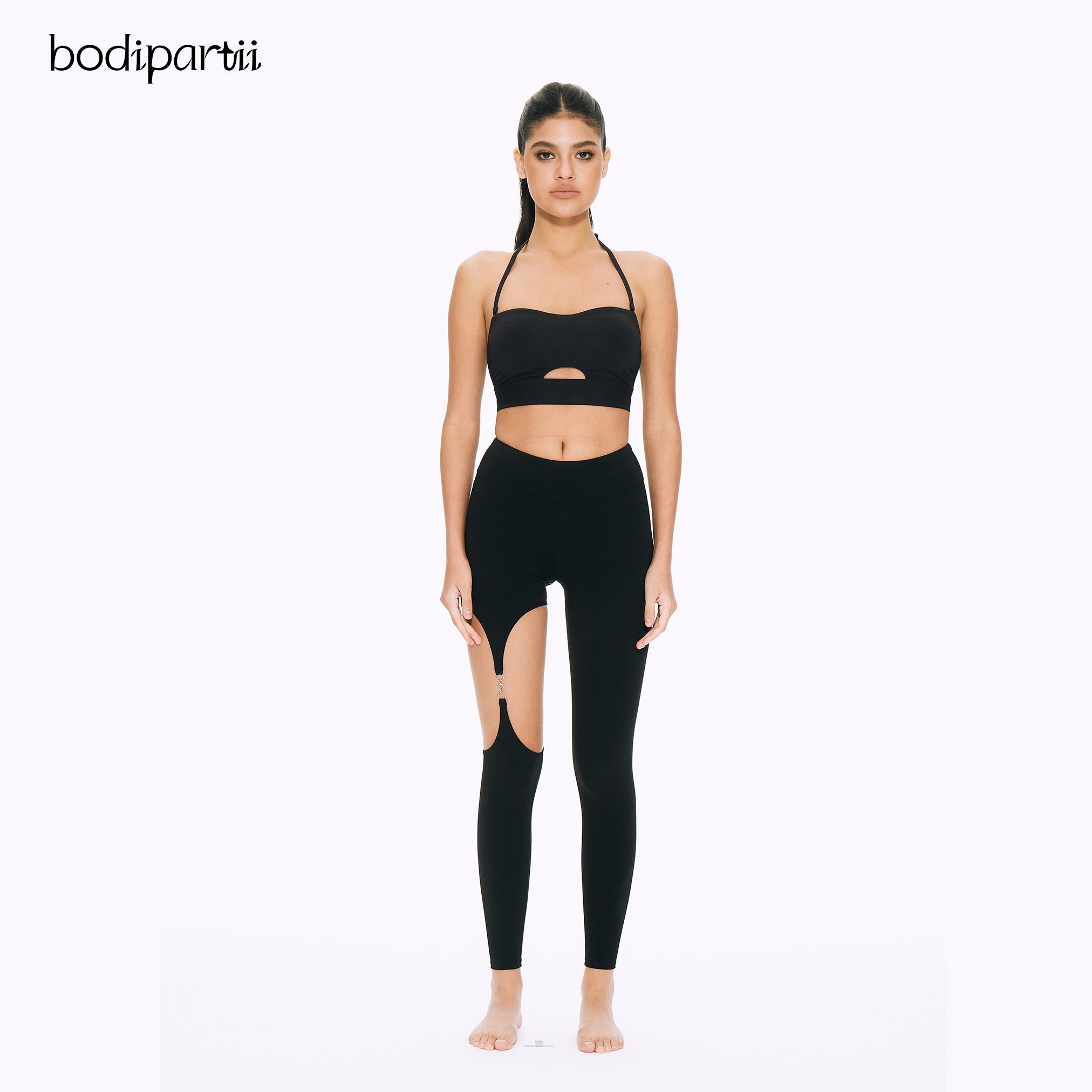 Halter Neck Cutout Slim Fit Workout Crop Top